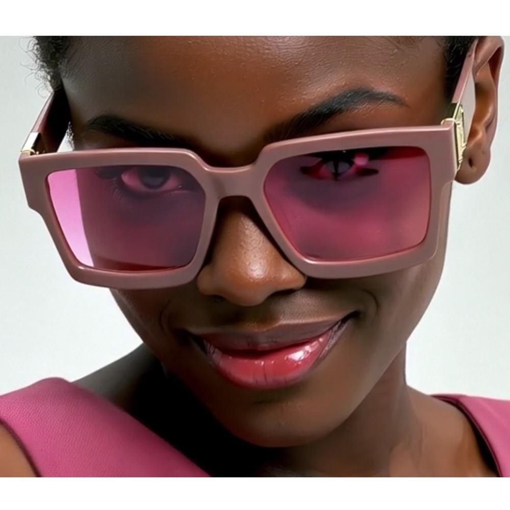 Women Sunglasses Pink Lens Retro Vintage Rectangular Style Beach Festival Shade